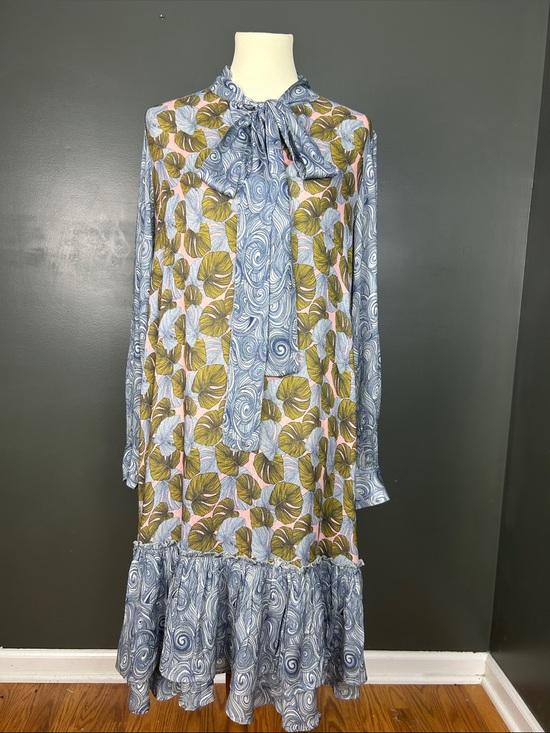 Anthropologie Dresses & Skirts - Bl-nk Anthropologie Mixed Print Tropical Paisley Ruffle Midi Dress S